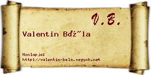 Valentin Béla névjegykártya
